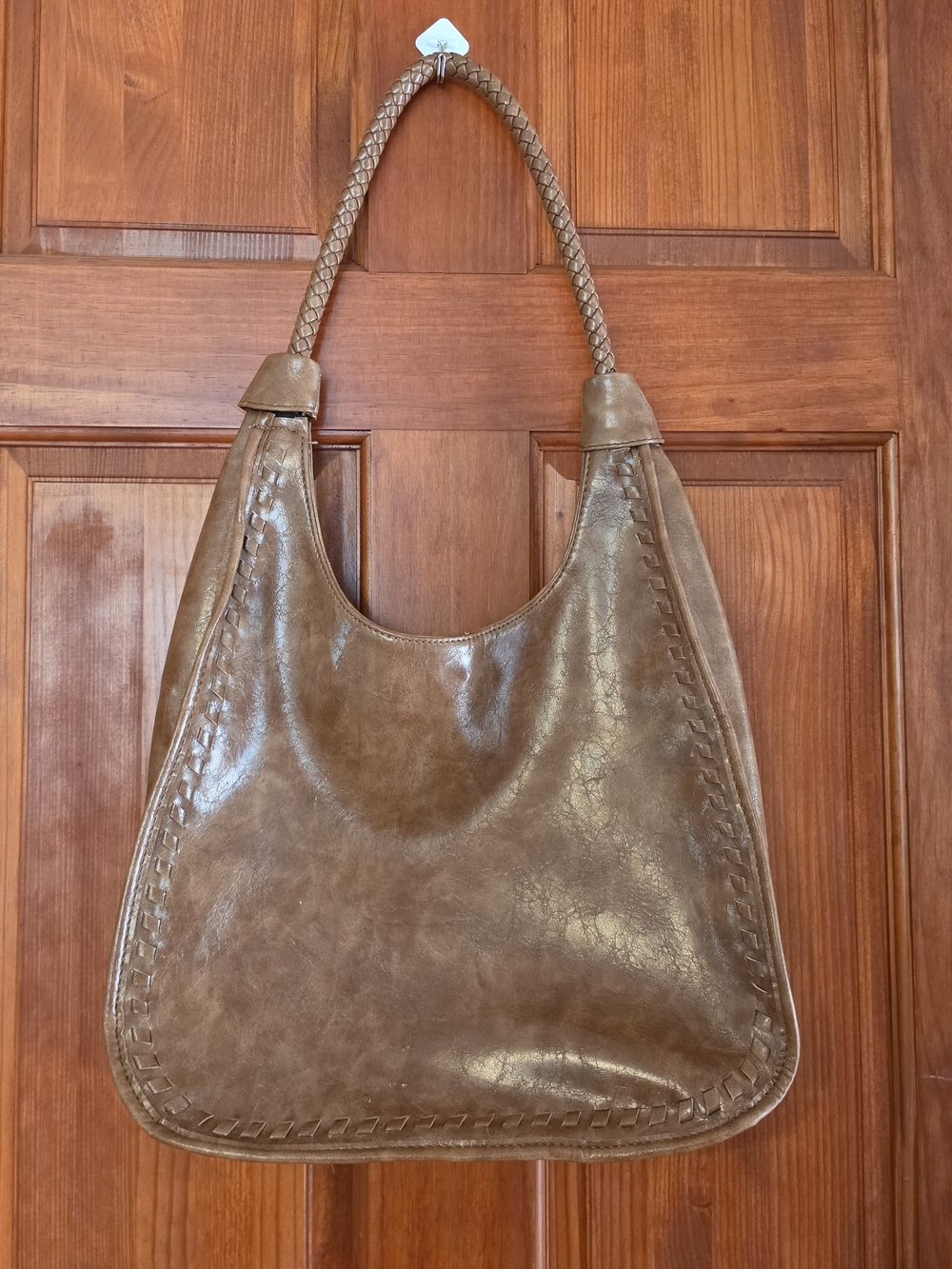 Classic Brown Leather Hobo Shoulder Bag, Time And Tru